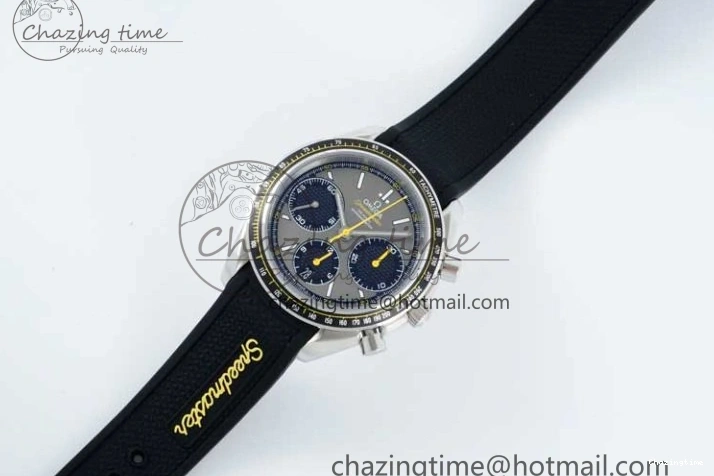 0304 ZipUp Speedmaster Racing Master SS HKF Best Edition Gray Black Dial on Black Rubber Strap A 7811
